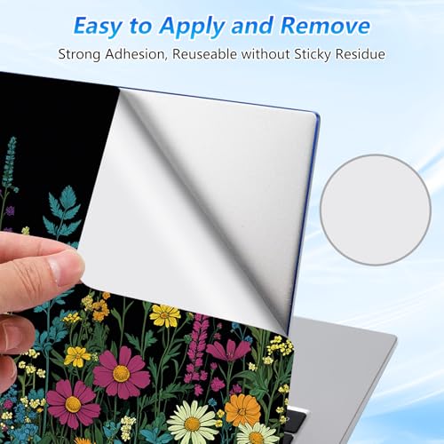 Universal Laptop Skin Sticker Decal with 2 Wrist Pad Skins, Waterproof Scratch Vinyl Cover for 11–15.6 Inch MacBook, HP, Dell, Lenovo, Cutable & Reusable,Dark Floral Garden Art - color: Dark Floral Garden Art