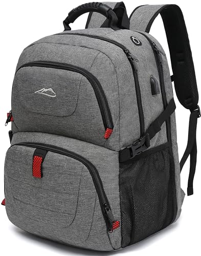 ProEtrade Travel Backpack, Extra Large Laptop Backpack Business Anti Theft TSA Approved College Work Computer Bag Fits 18.4 Inch Laptop with USB Charging Port for Women Men(Grey,L) - color: Grey, size: 18.4 Inch