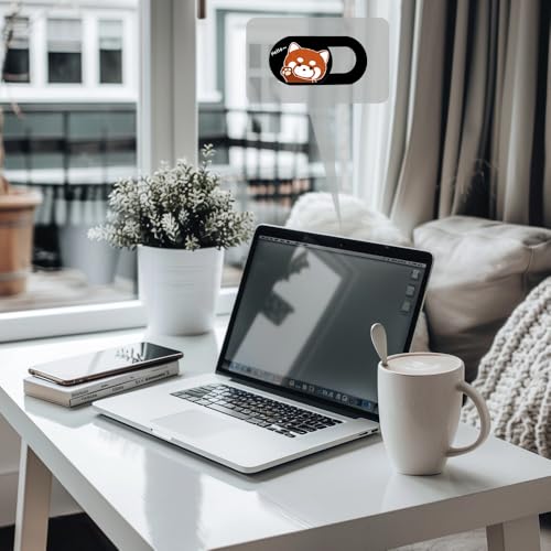 Webcam Cover Slide, Red Panda Camera Blocker 0.028in Ultra-Thin Laptop Camera Cover for MacBook iMac iPhone iPad Tablet Smartphone – Privacy Protector, Strong Adhesive (3 Pack)