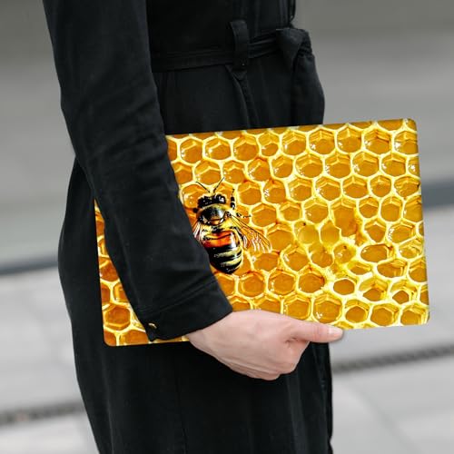 Laptop Skin Sticker Decal 12" 13" 13.3" 14" 15" 15.6",Waterproof Scratch Resistant Vinyl,Reusable Easy to Apply,for MacBook HP Dell Notebooks Netbooks Laptop,2 Wrist Pads,Cute Bee Golden - color: Cute Bee Golden