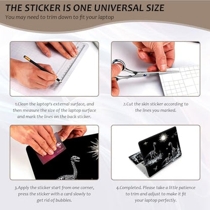 Laptop Skin 12.1-15.6 inch Removable Universal Reusable Laptop Sticker Decal,Waterproof No Residue Vinyl Cover,Scratch-Resistant Cuttable Full Wrap Sticker for Notebook, Dinosaur Skeleton - color: Dinosaur Skeleton