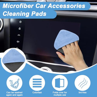 BFXM 2PCS Car Screen Cleaner, 4.1''×4.1'' Blue Microfiber Dashboard Wipes | Square Microfiber Cloth, Automotive Display Wipes,Vehicle Screen Cleaner Tool for Dashboard Display, Car Interior Tool - color: Blue& Grey