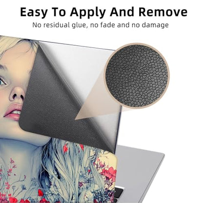 Aesthetic Laptop Skin Cover,12-15.6 Inch Universal Vinyl Sticker Decal,Floral Skull Girl Waterproof Scratch-Resistant Notebook Wrap,Removable Residue-Free Protector - color: Floral Skull Girl