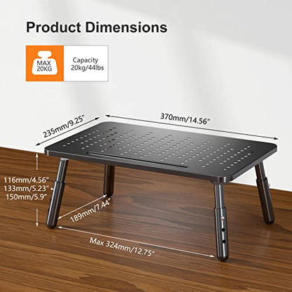 Foldable Monitor Riser Metal Computer Stand for Desk 3 Height Adjustable Laptop Stand with Pen Storage, MST013