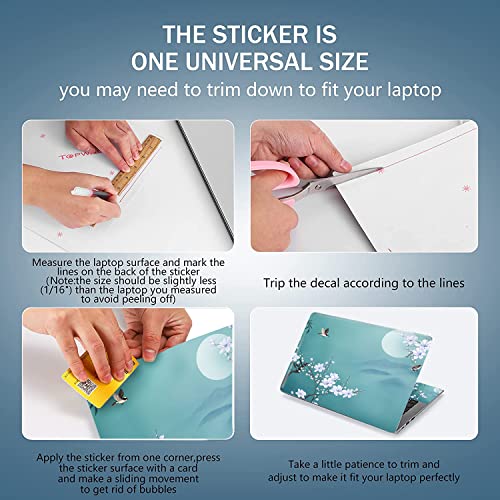 Laptop Skin Sticker Decal 15-15.6 Inches, Universal Reusable Vinyl Sticker for 12.1 13 13.3 14 15.4 Inches Netbook/Notebook PC, Waterproof & Scratch-Resistant (Birds,White Flowers) - color: Birds,White Flowers
