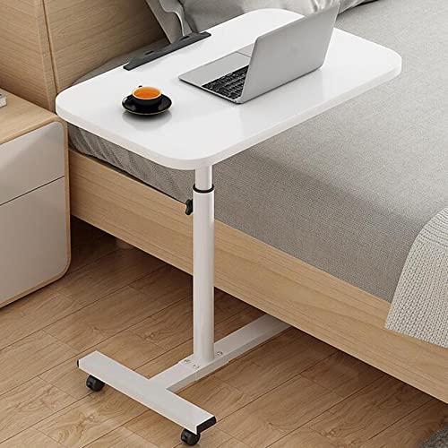 Overbed Table Adjustable Overbed Table Portable 360° Tilting Laptop Computer Sofa Table,Over Chair Tables for Disabled with Wheels,Adjustable 90Cm Desk,White - color: White