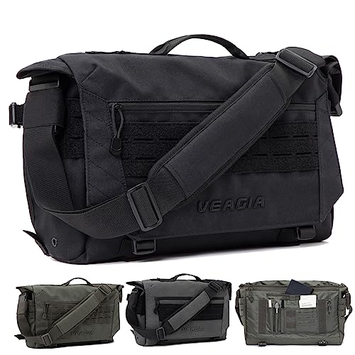 Messenger bag Laptop bag Briefcase Molle system Tactical style Detachable shoulder strap Shoulder Bags - color: Jet Black