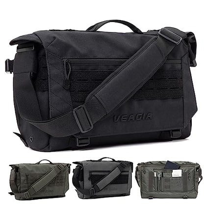 Messenger bag Laptop bag Briefcase Molle system Tactical style Detachable shoulder strap Shoulder Bags - color: Jet Black