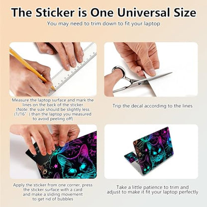 Laptop Skin Sticker Decal 15.6 Inch,12 13 13.3 14 15 15.6 in Laptop Netbook Skins for Notebook,Art Decal Removable Waterproof Scratch Resistant,Universal Vinyl Cover,Colorful Glitter Cat - color: Colorful Glitter Cat