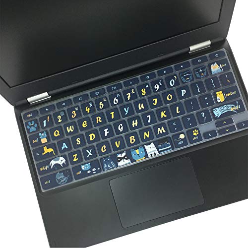 Silicon Keyboard Cover for 11.6" Lenovo Chromebook C330 C340, Flex 11, 100e 300e 500e N20 N21 N22 N23, 14" N42 N42-20, Cat - color: Cat