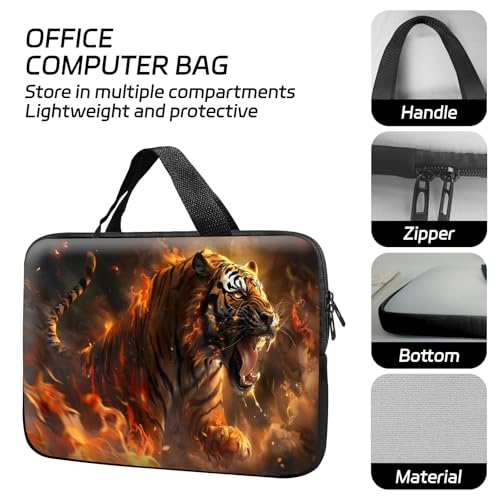 14 15 15.4 15.6 inch Laptop Handle Bag Computer Bag, Pouch Holder Notebook Sleeve Cover Soft Case Compatible for Dell,Lenovo,Toshiba HP, Asus Notebook-Majestic Tiger Roaring - color: Majestic Tiger Roaring