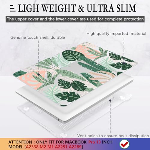 CISSOOK Palm for MacBook Pro 13 inch Case 2025-2020 Release M2 Chip A2338 M1 A2251 A2289 with Touch Bar, Tropical Hard Shell Case with Keyboard Cover for MacBook Pro 13, Tropical Palm Leaves - color: Pro13inch-Tropical Palm leaves