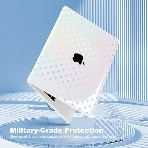 Teryeefi Printing Case for MacBook Pro 13 inch M2 M1 Chip (2022 2020 2019 2018 2017 2016) A2338 A2251 A2289 A2159 A1989 A1708 A1706, Hard Shell & Keyboard Cover & Screen Protector, Clear Polka Dots - color: Clear Polka Dots