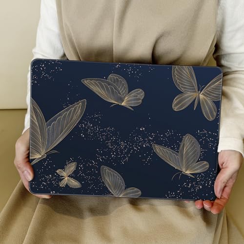 Designed for M5/M4/M3/M2 MacBook Pro 14 inch Case 2025 2024 2023 2021 Model, Ultra-Thin Hard Shell Case with Keyboard Cover & USB Adapter & Webcam Cover, Butterflies in Golden - color: Butterflies in Golden