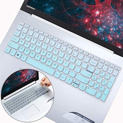 2Pack Keyboard Cover for Lenovo Yoga c740 c940 15.6, ideapad 3 15.6, Lenovo IdeaPad 15.6" 17.3" 320 330 330s 340s 520 S540 720s 130 S145 L340 S340 V330 V130 Keyboard Protective Skin - color: MintGreen+Clear