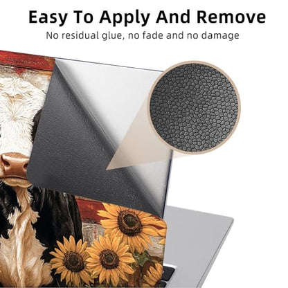 Aesthetic Laptop Skin Cover,12-15.6 Inch Universal Vinyl Sticker Decal,Waterproof Scratch-Resistant Notebook Wrap,Removable Residue-Free Protector,American Cow Sunflowers - color: American Cow Sunflowers