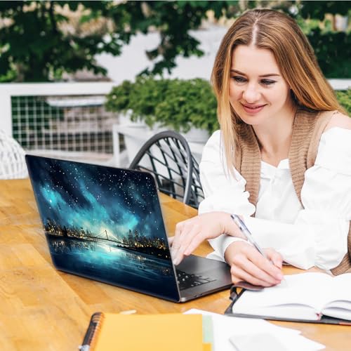 Laptop Skin Sticker Decal, Universal Reusable Vinyl Laptop Cover for 12" 13" 13.3" 14" 15" 15.4" 15.6" Notebook PC, Waterproof Scratch-Resistant with 2 Wrist Pads, Easy to Apply & Remove,Art City - color: Art City