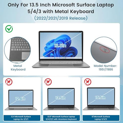 Slim Case for 13.5" Microsoft Surface Laptop 3/4/5 2022 2021 2019 Release with Metal Keyboard (Model: 1951/1868), PC Hard Shell Cover with Shockproof Protective Snap,Crystal Clear - color: Crystal Clear, size: 13.5 Inch