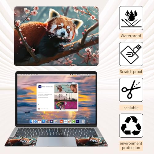 15.6 Inch Laptop Skin Sticker, Reusable Vinyl Cover Protector with 2 Wrist Pad Skins, Removable Waterproof Scratch-Resistant for 12-15.6 Inch Laptop Notebook,Red Panda - color: Red Panda