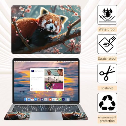 15.6 Inch Laptop Skin Sticker, Reusable Vinyl Cover Protector with 2 Wrist Pad Skins, Removable Waterproof Scratch-Resistant for 12-15.6 Inch Laptop Notebook,Red Panda - color: Red Panda