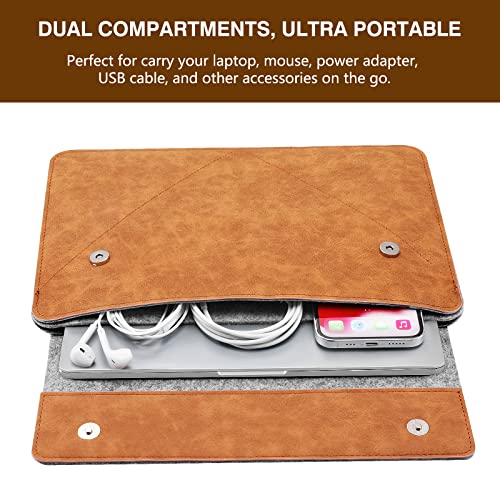 MoKo 13-13.3 Inch Laptop Sleeve Bag with Accessory Pocket | Fits Mac Neo/Pro 13-inch M2/M1, MacPro 14-inch, Mac Air 13.3-inch, iPad Pro 13 and Surface Pro 9/8 13-inch, Gray&Brown - size: 13-13.3 Inch