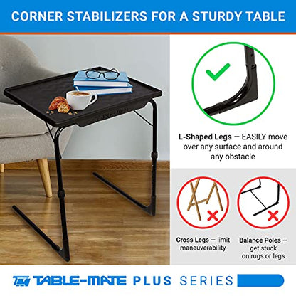 Table-Mate TV Tray Table | Portable Desk Folding Dinner Tray, Couch Table Trays for Eating Snack Food, Portable Laptop Desk, Bed Trays for Eating | Adjustable TV Trays with 3 Angles and Cup Holder - size: 20"D x 25"W x 30"H