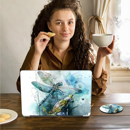 Laptop Skin Sticker Decal 15.6 Inch,12 13 13.3 14 15 15.6 in Laptop Netbook Skins for Notebook,Art Decal Removable Waterproof Scratch Resistant,Universal Vinyl Cover,Dragonfly Watercolor - color: Dragonfly Watercolor