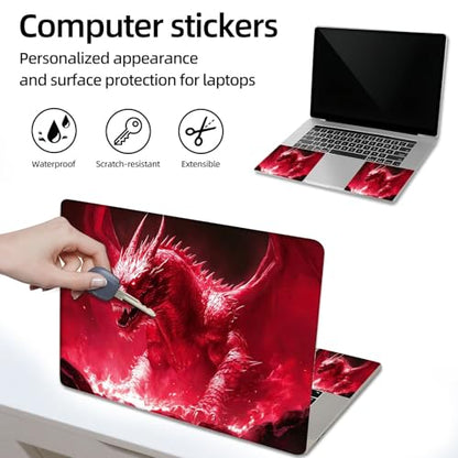 Aesthetic Laptop Skin Sticker, Red Dragon in Fiery Lava Waterproof Vinyl Laptop Decal, Removable Bubble Free, Reusable Protective Cover for 13 14 15 15.6 Inch - color: Red Dragon in Fiery Lava