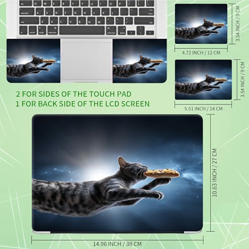 Laptop Skin Sticker Decal, Universal Protective Cover Fit 12 13 14 15.6 Inch Notebook, Reusable Water-Resistant Vinyl Decal w/ 2 Wrist Pads for Business Travel Office, Gray Cat Galaxy - color: Gray Cat Galaxy