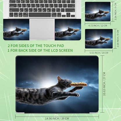 Laptop Skin Sticker Decal, Universal Protective Cover Fit 12 13 14 15.6 Inch Notebook, Reusable Water-Resistant Vinyl Decal w/ 2 Wrist Pads for Business Travel Office, Gray Cat Galaxy - color: Gray Cat Galaxy