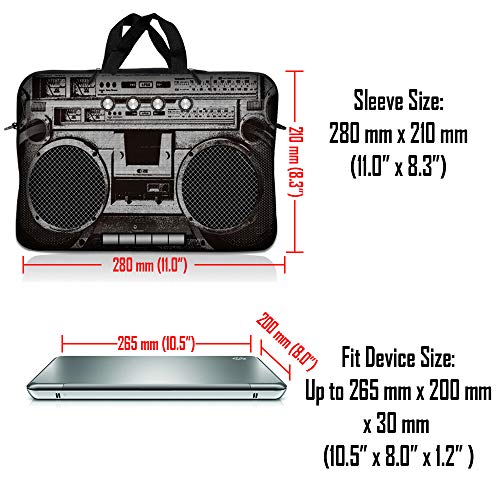LSS 10 10.2 inch Laptop Sleeve Bag Compatible with Acer, Asus, Dell, HP, Sony, and More | Carrying Case Pouch w/Handle, Cassette Player Design - color: Cassette Player Design, size: 8 in -10.2 in