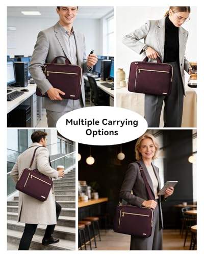 Laptop Bag Case for Women Men Messenger Briefcase Bag, 15.6 16 Inch | Compatible with MacBook Pro M5/HP OmniBook Omen Envy/Dell Pro Inspiron/Lenovo Yoga IdealPad, Carrying Computer Bag, Red - color: Wine Red, size: 15.6 inch
