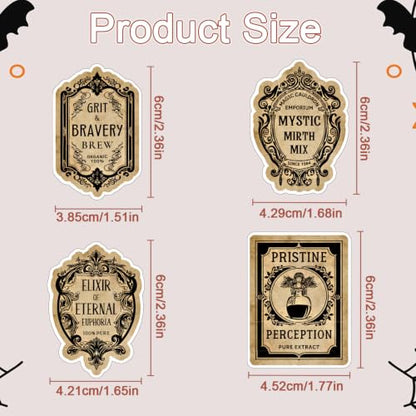 100 Pcs Halloween Potion Labels Stickers Magic Potion Stickers | Hallowenn Potion Wine Bottle Stickers, Retro Vintage Design, Waterproof, Vinyl Decals for Scrapbook Luggage Laptop Journal - style: Halloween Potion