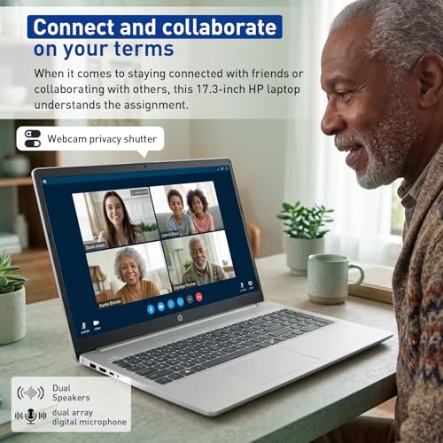 HP 17.3” FHD IPS LED Anti-Glare 300 nits Laptop, AMD Ryzen 5 7430U 6-core CPU, 32GB RAM, 1TB Storage, Webcam w/Shutter, Microsoft Copilot Key, Wi-Fi 6, BT 5.4, Win11H, w/Laptop Cooler, 17-cp3000 - size: 32GB RAM | 1TB SSD