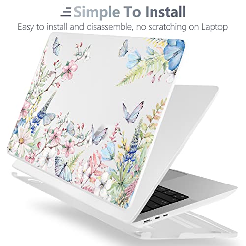 Batianda Case for 12.4" Microsoft Surface Laptop Go 3 2023 Release/Surface Laptop Go 2 (2022), Designed Clear Protective Plastic Hardshell & Keyboard Cover & Screen Protector,Flowers and Butterflies - color: Flowers