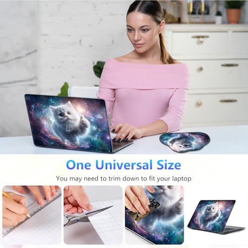 Laptop Skin Sticker Decal 15-15.6 Inch with Cute Mouse Pad, Universal Reusable Vinyl Sticker for 12.1 13 13.3 14 15.4 Inch Netbook and Notebook PC, Galaxy Cat Art - color: Galaxy Cat Art