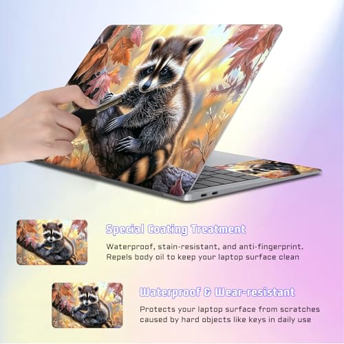 Universal Laptop Skin Sticker Decal, Compatible with MacBook HP Dell Lenovo 12"-15.6", Reusable Vinyl Notebook Cover 3PCS Set, High-Recognition Film-Cute Raccoon - color: Cute Raccoon