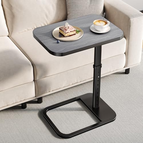Adjustable Height TV Tray Table for Couch, Flip-Top Design | 19"-30" Height Range, 9-Position Lock System, Rounded Corners, Laptop Table, Snack Table, For Living Room & Bedroom - color: Dark Gray