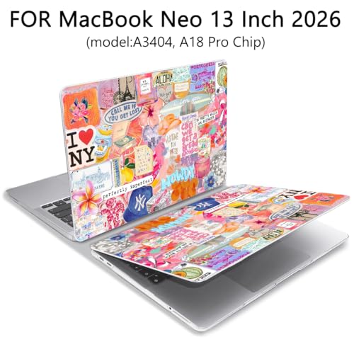 for MacBook Neo Case 13 inch 2026 A18 Pro (A3404), Anti-Scratch Protective Pattern Hard Shell Case, Trendy Laptop Cover with Keyboard Cover+Screen Film+Trackpad Film,Colorful Chaos ﻿ - color: Colorful Chaos