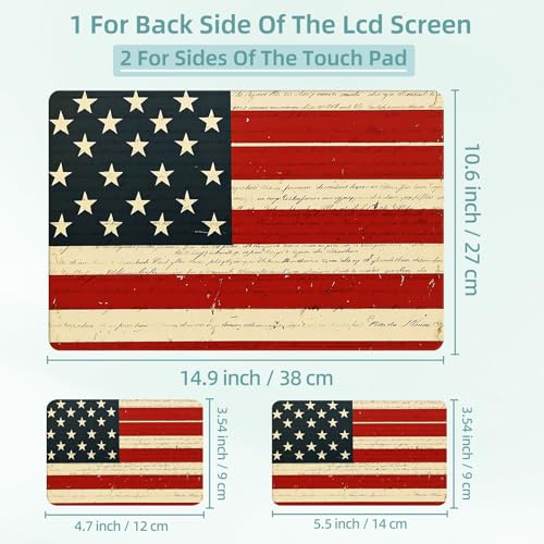 Universal Laptop Skin Decal, 3-Piece Vinyl Protector for 12 13 14 15.6" Notebook, Waterproof Anti-Scratch, Easy Trim & Bubble-Free Finish, American Flag - color: American Flag