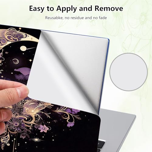 Laptop Skin Sticker Decal, Universal Reusable Vinyl Laptop Cover for 12" 13" 13.3" 14" 15" 15.4" 15.6" Notebook PC, Waterproof Scratch-Resistant with 2 Wrist Pads, Easy to Apply & Remove,Art Moon - color: Art Moon