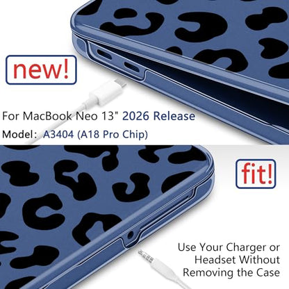 for MacBook Neo 13 inch Case 2026 (Model A3404), Artistic Leopard Pattern Ultra Slim Frosted Matte Hard Shell, Anti-Scratch & Fingerprint Resistant Cover, Leopard Indigo - color: Leopard Indigo