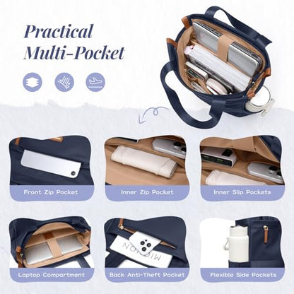 GOLF SUPAGS Convertible Laptop Backpack for Women Casual Daypack Notebook Tote Bag for Work College Travel Leisure (Navy Blue) - color: Navy Blue-n