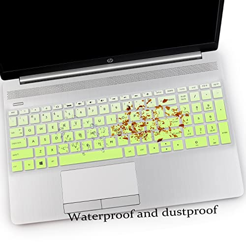 2PCS Keyboard Cover Compatible with HP Envy x360 15.6" Series /2020 2019 HP Pavilion 15 HP Pavilion x360 15.6" Series/HP Envy 17 17.3" Series/HP Laptop 15t 17t 17-ca0011nr-by0040nr - color: GradientGreen+Clear