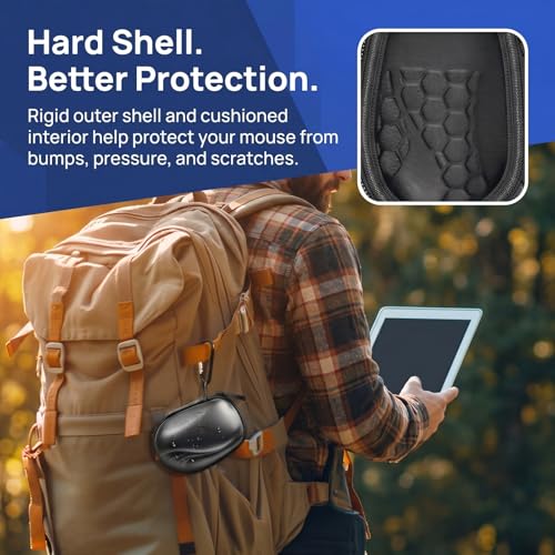 Comecase Compact Mouse Case for Logitech MX Anywhere 3S/3/2S/2 | Hard Shell Storage, Raised Inner Dots, Accessory Groove, Carabiner, Travel and Business Use, Full Black, Bag Only - color: Full Black