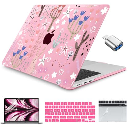 Teryeefi Case for M4 MacBook Air 13.6 inch 2025 2024 2022 Fit Model A3240/A3113/A2681, Laptop Hard Shell with Keyboard Cover Trackpad Film for MacBook Air 13 inch M4 M3 M2, Cute Plants W125 - color: Cute Plants W125
