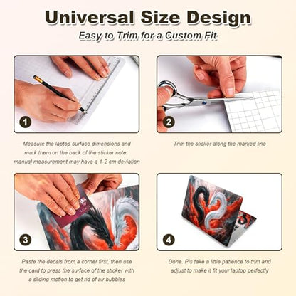 Universal Laptop Skin Sticker, 11-15.6 Inch Reusable Vinyl Laptop Skin Decal, Scratch Resistant Waterproof Cover, Easy to Trim & Apply, Dragon - color: Dragon