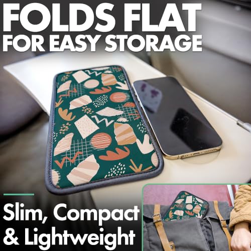 Airplane Phone Holder - Foldable Phone Stand for Plane Travel | Aluminum Build, 9 x 5 in. Boho Green, Tabletop Mount Desk, Plane Tray Seat back, Treadmill, Fits iPhone Cell Phone - color: Boho Green, size: Large