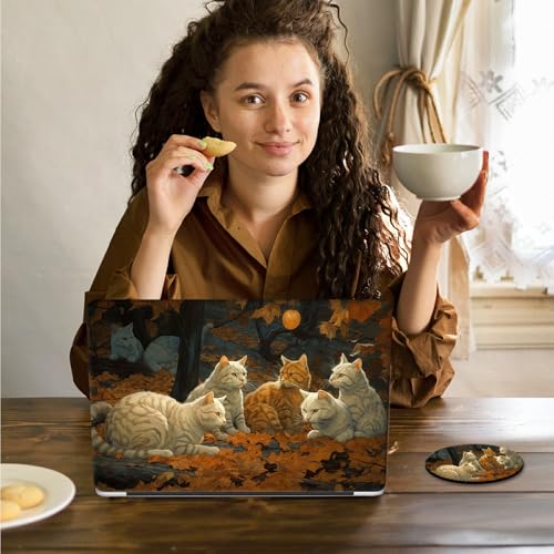 Laptop Skin Sticker Decal 15.6 Inch,12 13 13.3 14 15 15.6 in Laptop Netbook Skins for Notebook,Art Decal Removable Waterproof Scratch Resistant,Universal Vinyl Cover,Autumn Cute Cat - color: Autumn Cute Cat