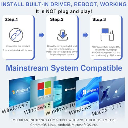 Herfair USB to HDMI Adapter 1080P Monitor Connector with Built-in Driver | USB-A to HDMI Converter Support Windows 11/10/8.1/8/7 & MacOS Laptop, PC, Computer, MacBook (USB Male HD Female)